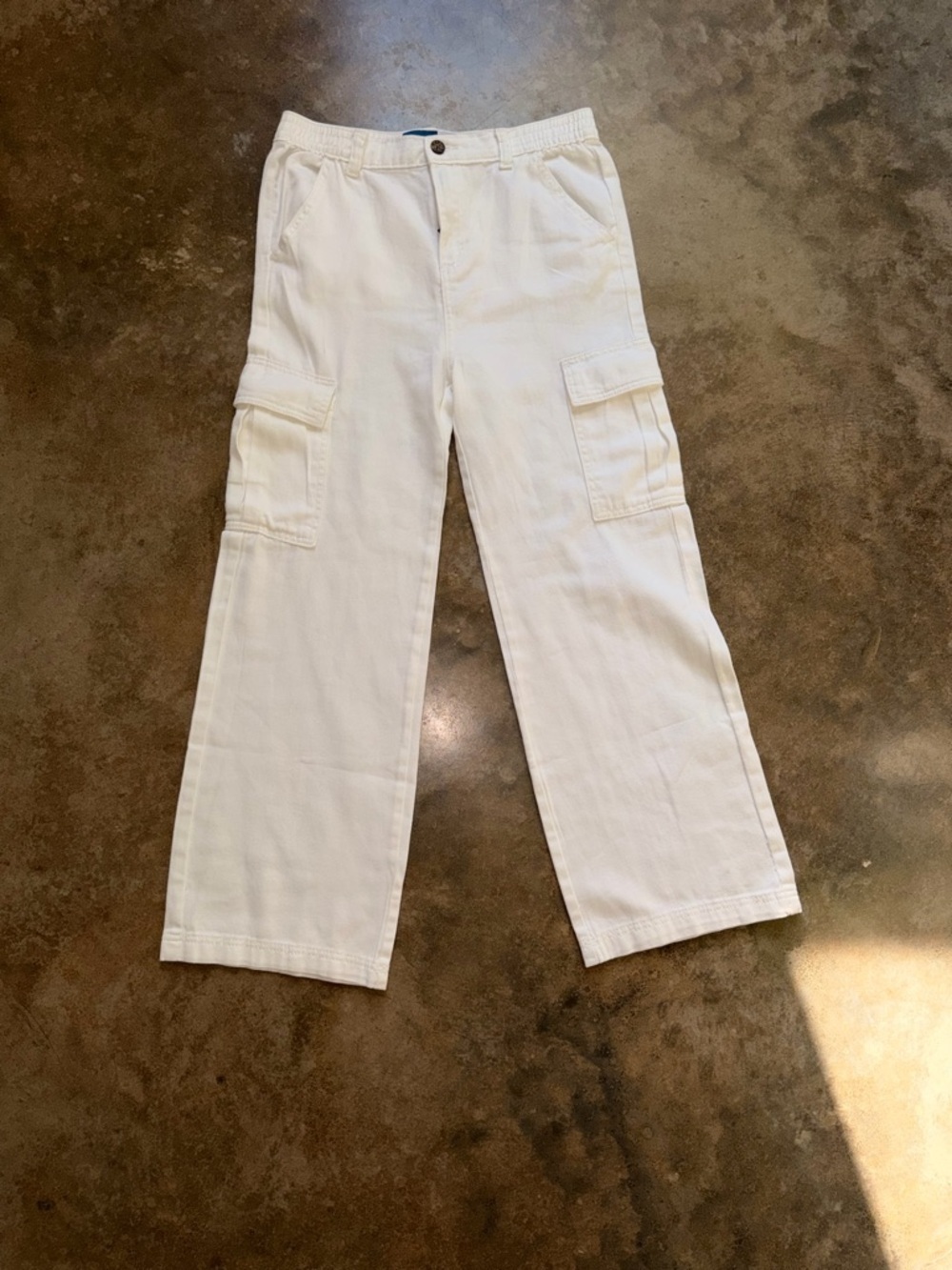 Old Navy Girls White Cargo Pants Size 14 Wide Leg Utility Y2K Trend